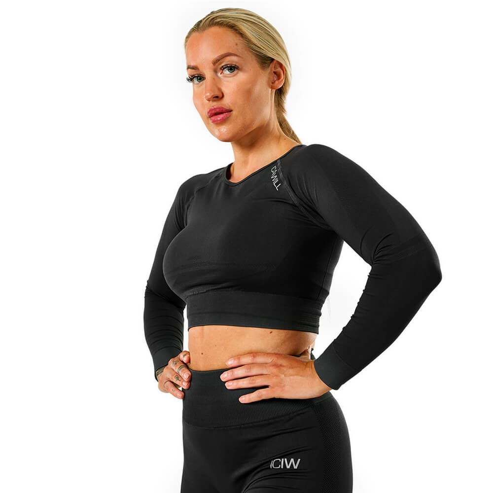 Define Seamless LS Crop Top, graphite, ICANIWILL