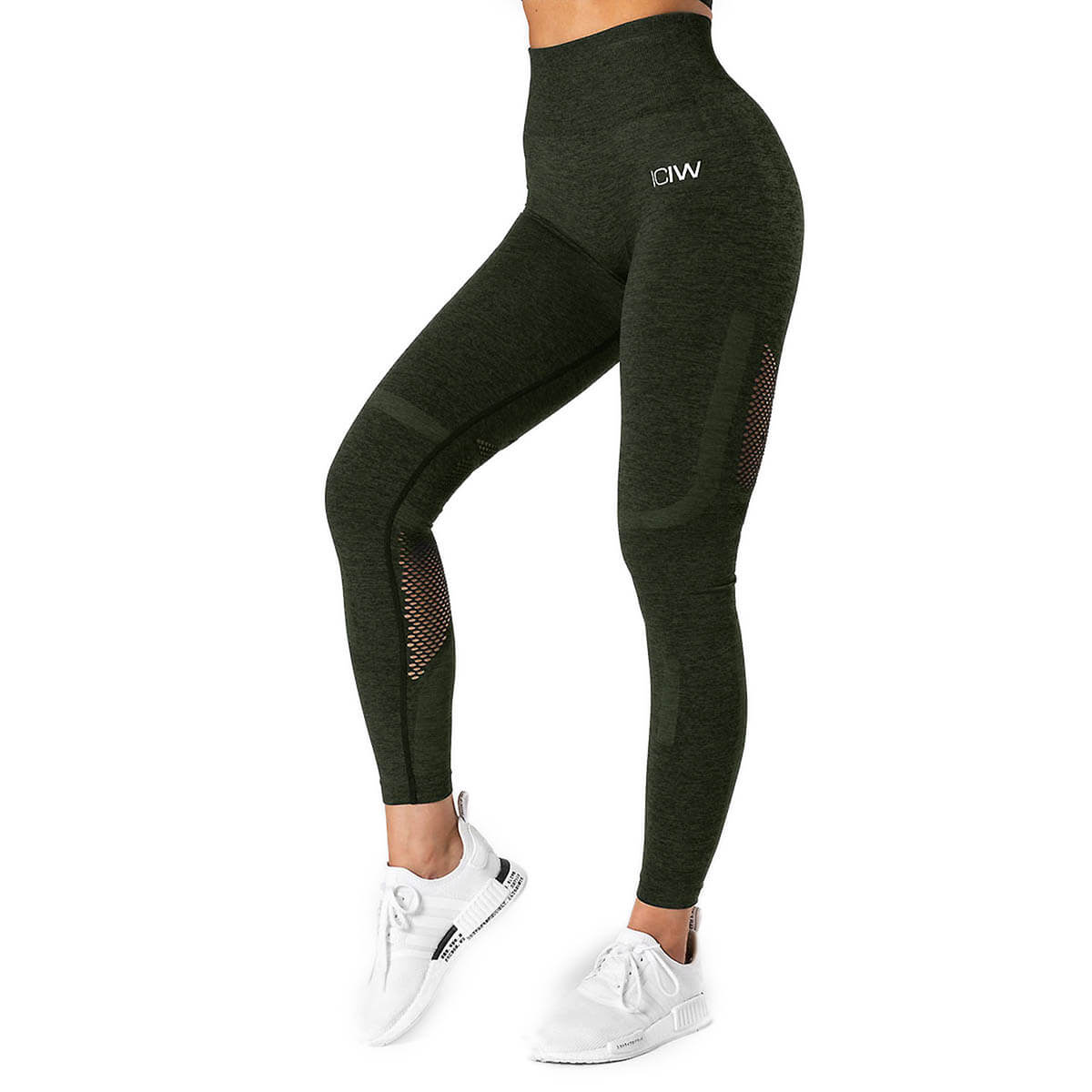 Sjekke Queen Mesh Tights, green melange, ICANIWILL hos SportGymButikken.no