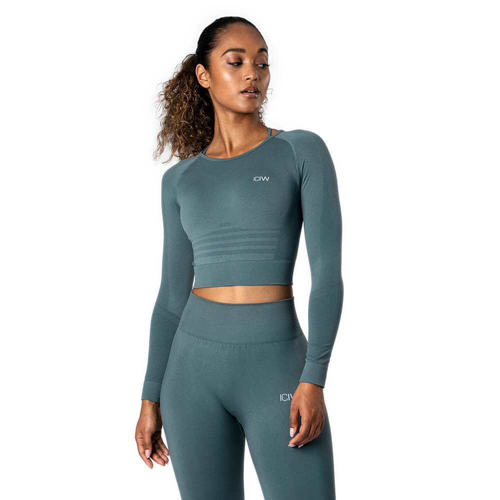 Define Seamless LS Crop Top, jungle green, ICANIWILL