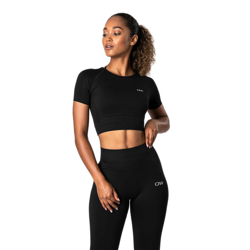 Sjekke Define Seamless Cropped T-shirt, black, ICANIWILL hos SportGymButikken.no