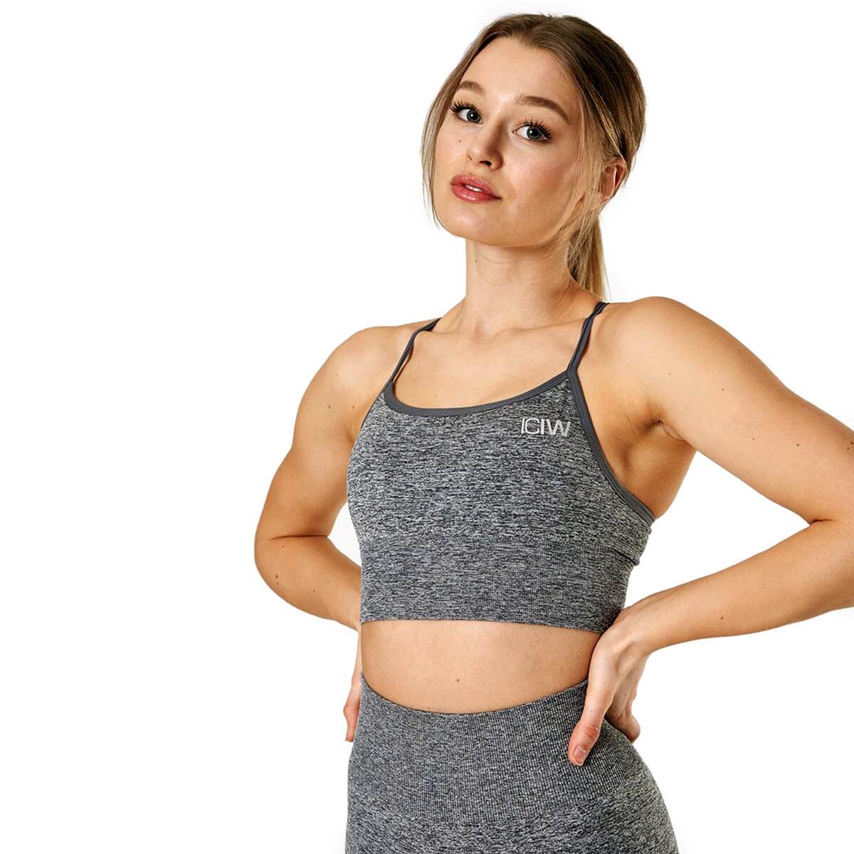 Sjekke Queen Mesh Sports Bra, grey melange, ICANIWILL hos SportGymButikken.no