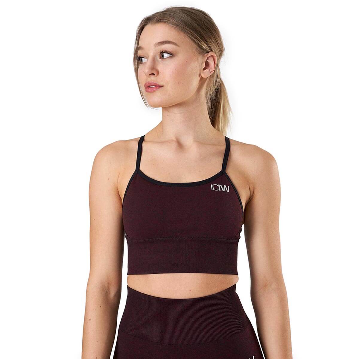 Sjekke Queen Mesh Sports Bra, burgundy melange, ICANIWILL hos SportGymButikken.n