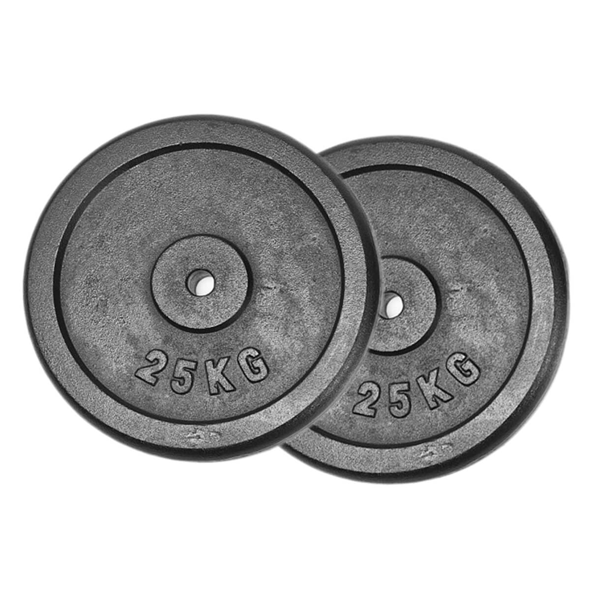 Sjekke Vektskiver Metall 25 mm. 2 x 25 kg hos SportGymButikken.no