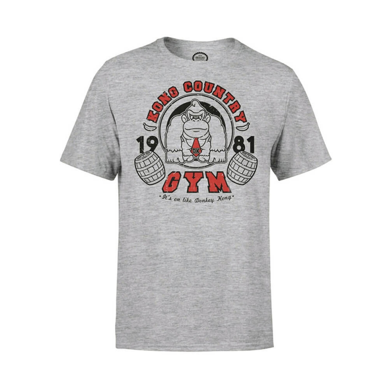 Sjekke Kong Country Gym T-Shirt, grey, Nintendo hos SportGymButikken.no