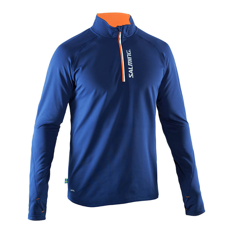 Sjekke Run Halfzip LS Tee Men, navy, Salming Sports hos SportGymButikken.no