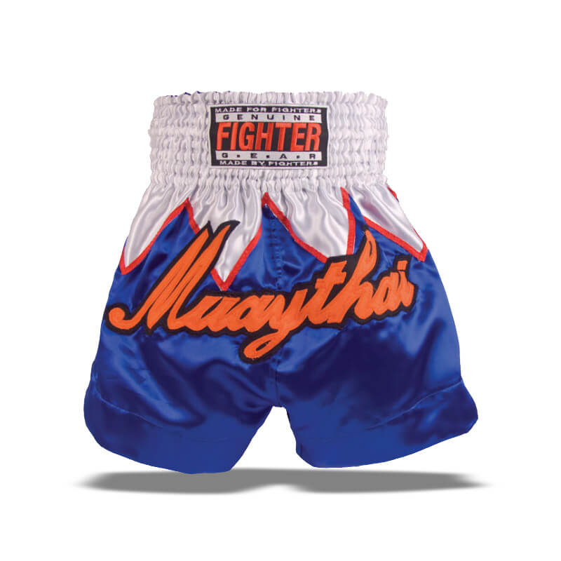 Sjekke Thai shorts, blå/hvit, Fighter hos SportGymButikken.no
