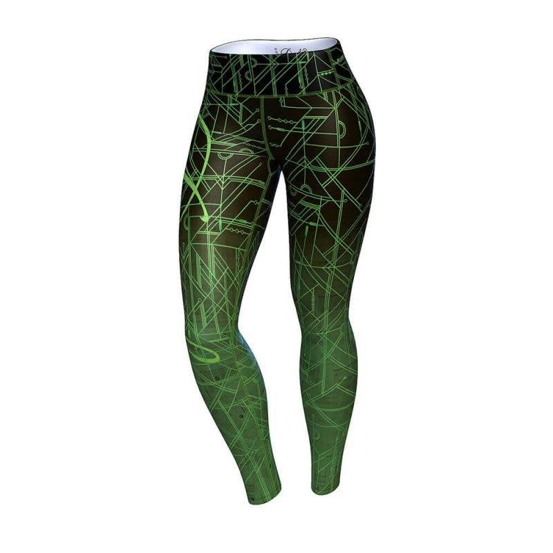 Sjekke Circuitry Leggings, black/green, Anarchy Apparel hos SportGymButikken.no