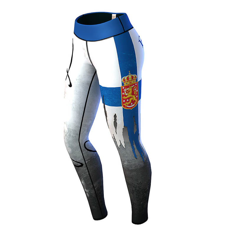 Sjekke Finland Nation Leggings, white/blue, Anarchy hos SportGymButikken.no