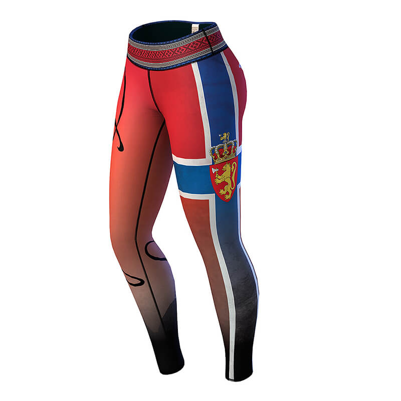 Sjekke Norway Nation Leggings, red/blue, Anarchy hos SportGymButikken.no