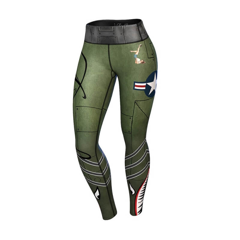 Bomber Compression Leggings, green/gray, Anarchy