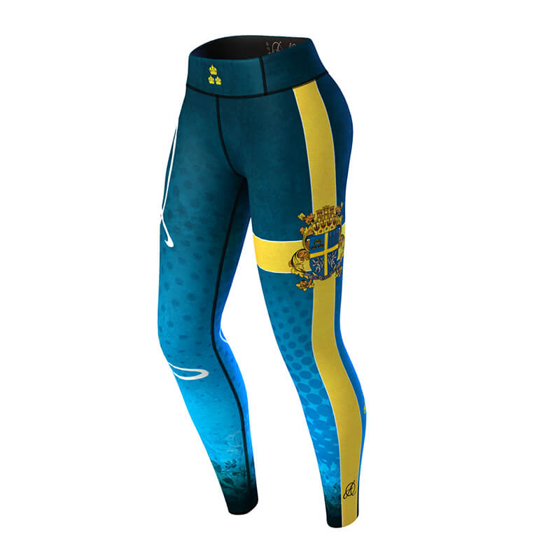 Sjekke Sweden 2.0 Leggings, blue/yellow, Anarchy hos SportGymButikken.no