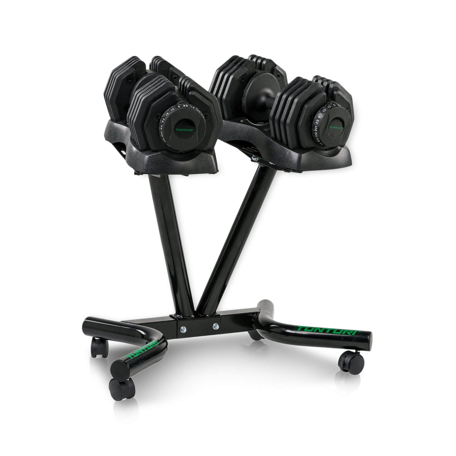 Sjekke Selector Dumbbells 2 x 25 kg & Manualstativ, Tunturi hos SportGymButikken