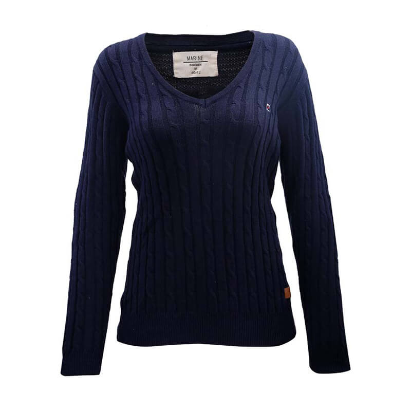 Sjekke Seaport Lady Sweater V-Neck, navy, Marine hos SportGymButikken.no