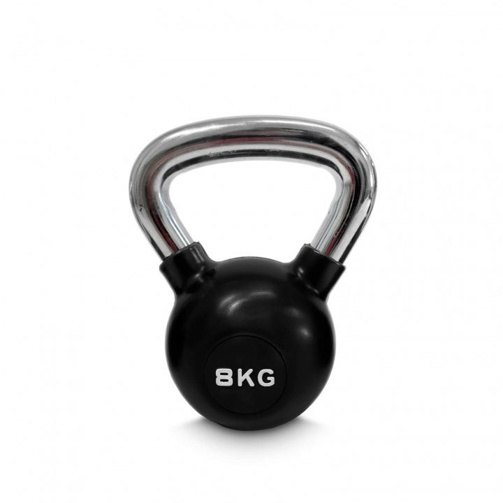 Sjekke Kettlebell gummi/krom 8 kg, JTC Power hos SportGymButikken.no