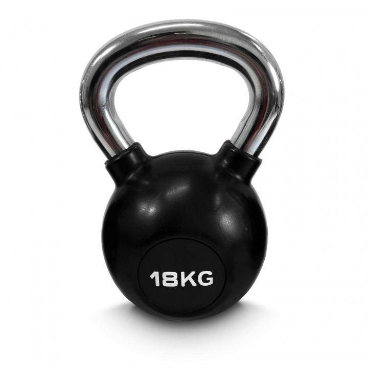 Sjekke Kettlebell gummi/krom, 18 kg, JTC Power hos SportGymButikken.no