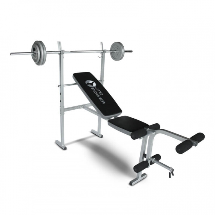 Sjekke Benk med stativ og vektstang, 30 kg, JTC Power hos SportGymButikken.no