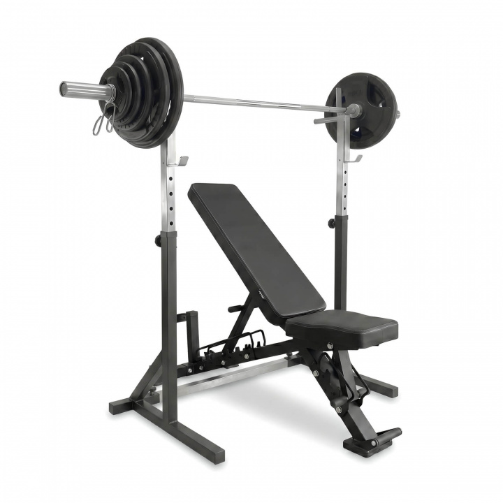 Sjekke Benk, Stativ & Tri-Grip Vektstangsett 87.5 kg, JTC Power hos SportGymButi