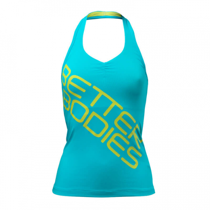 Sjekke Halterneck Tank Top, aqua blue, Better Bodies hos SportGymButikken.no