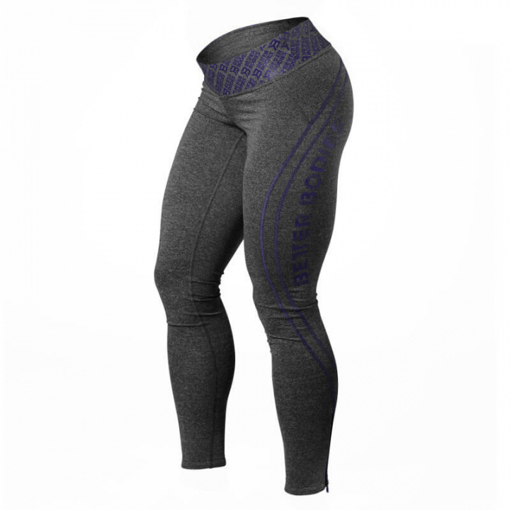 Sjekke Shaped Logo Tights, antracite melange/purple, Better Bodies hos SportGymB