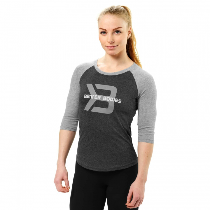 Sjekke Women's Baseball Tee, antracite melange, Better Bodies hos SportGymButikk