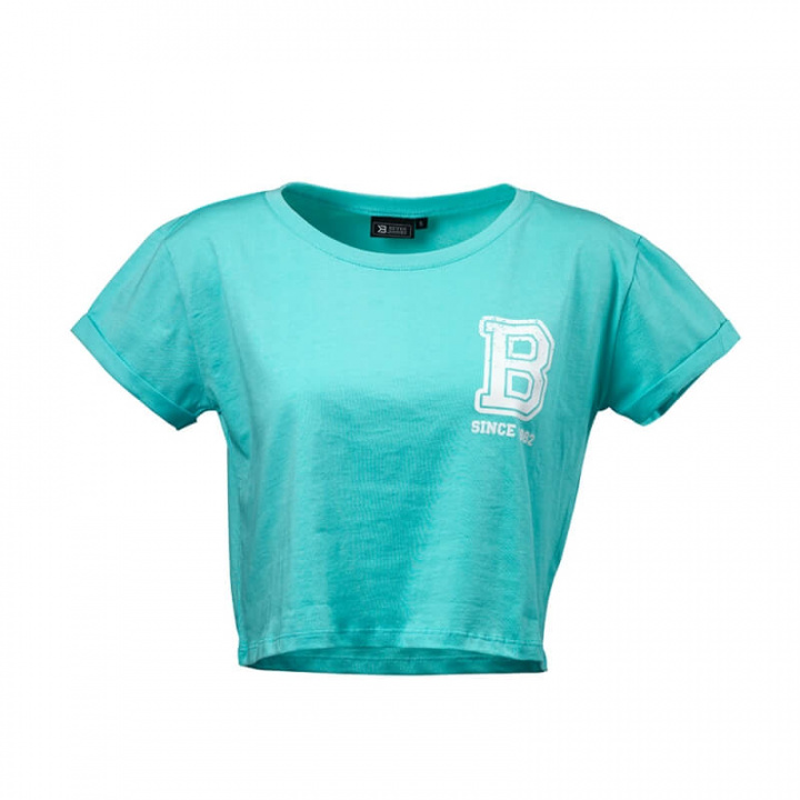 Sjekke Cropped Tee, light aqua, Better Bodies hos SportGymButikken.no