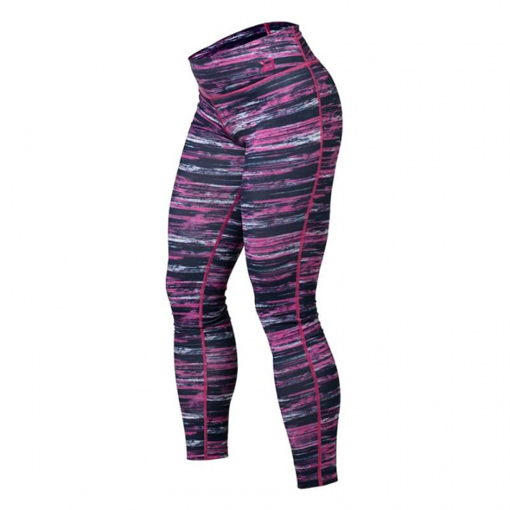 Sjekke Printed Tights, black/pink, Better Bodies hos SportGymButikken.no