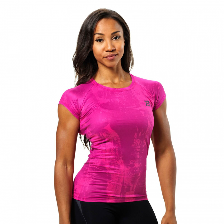 Sjekke Performance Cut Tee, pink print, Better Bodies hos SportGymButikken.no