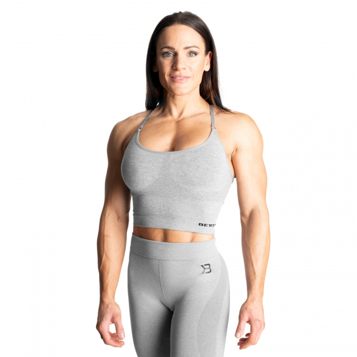 Sjekke Astoria Seamless Bra, light grey melange, Better Bodies hos SportGymButik