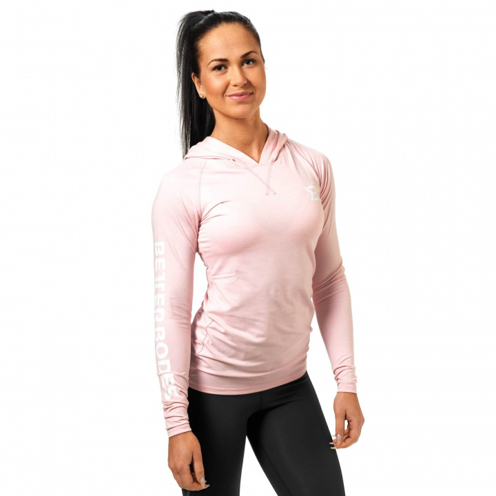 Sjekke Performance Ls Hood, pink melange, Better Bodies hos SportGymButikken.no