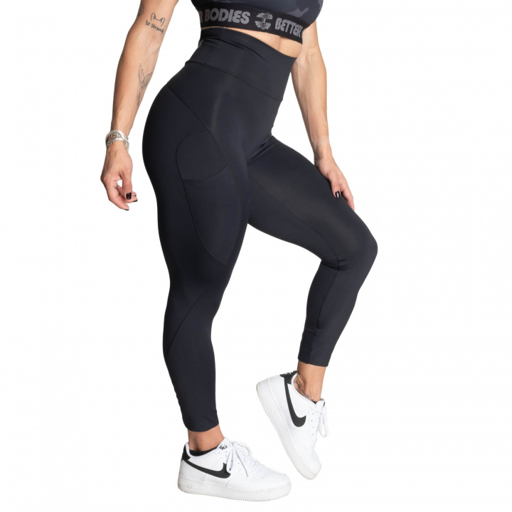 Sjekke High Waist Leggings, black, Better Bodies hos SportGymButikken.no