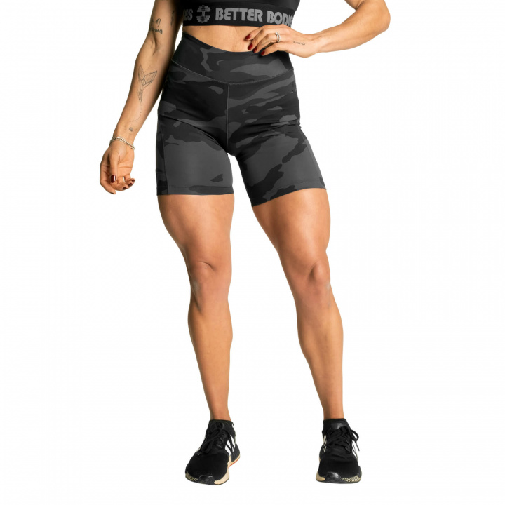 Sjekke High Waist Shorts, dark camo, Better Bodies hos SportGymButikken.no