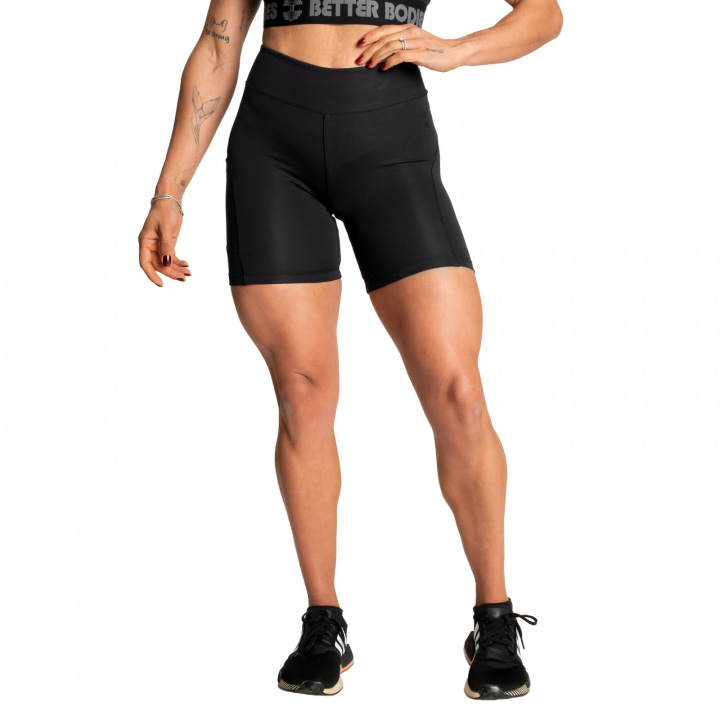 Sjekke High Waist Shorts, black, Better Bodies hos SportGymButikken.no