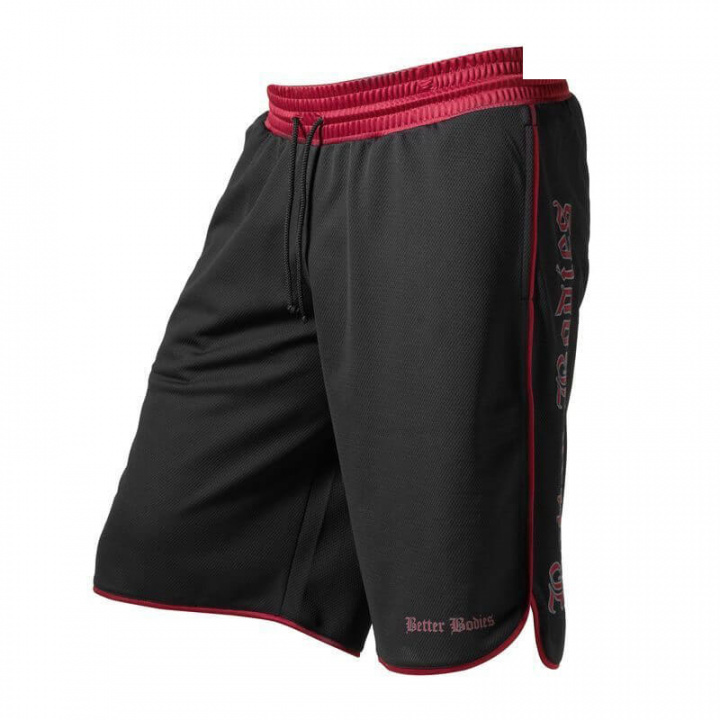 Sjekke Mesh Gym Short, black/red, Better Bodies hos SportGymButikken.no