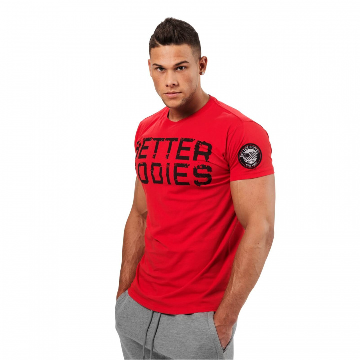 Sjekke Basic Logo Tee, bright red, Better Bodies hos SportGymButikken.no