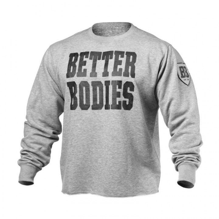 Sjekke Big Print Sweatshirt, grey melange, Better Bodies hos SportGymButikken.no