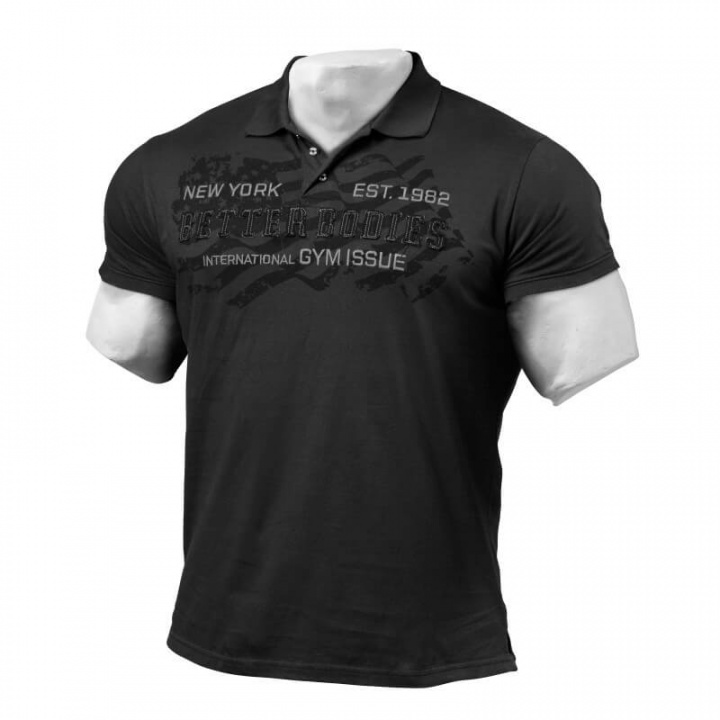 Sjekke Collar Tee, wash black, Better Bodies hos SportGymButikken.no