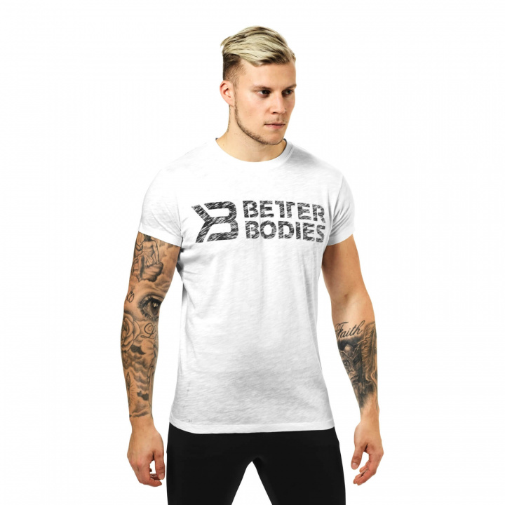 Sjekke Symbol Printed Tee, white, Better Bodies hos SportGymButikken.no