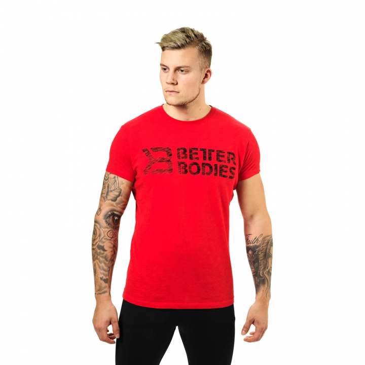 Sjekke Symbol Printed Tee, bright red, Better Bodies hos SportGymButikken.no