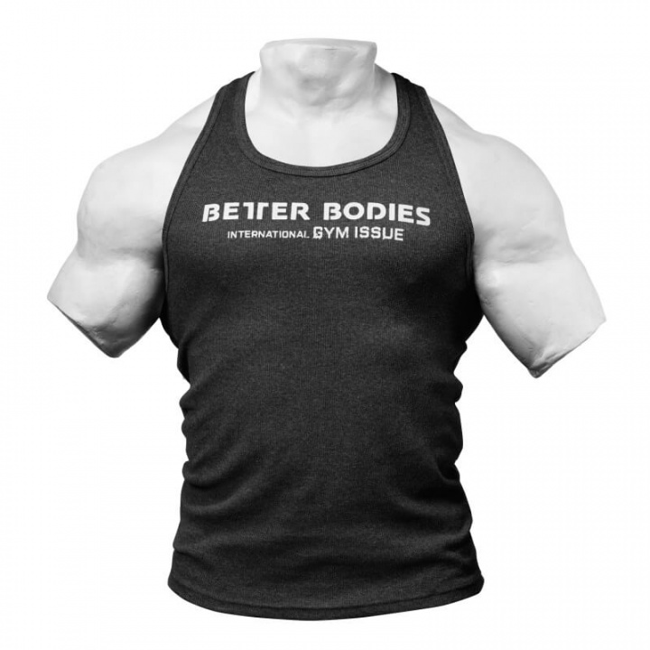 Sjekke Athletic Rib Tank, antracite melange, Better Bodies hos SportGymButikken.