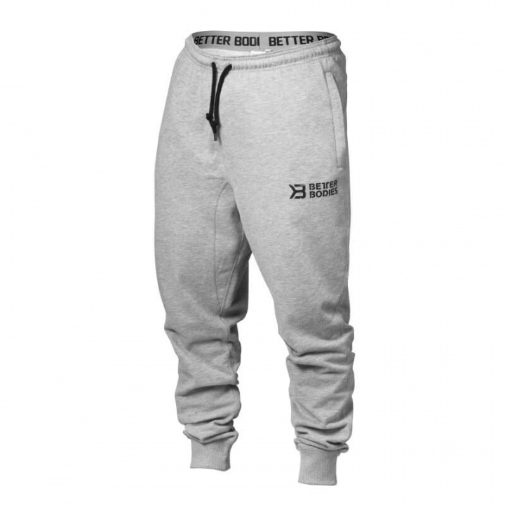 Sjekke Tapered Sweatpant, grey melange, Better Bodies hos SportGymButikken.no