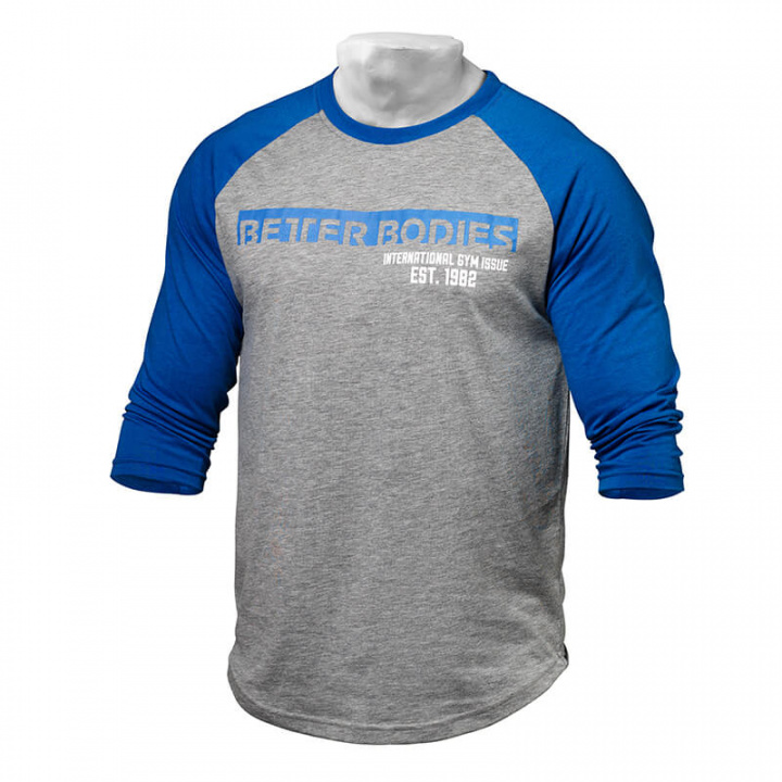 Sjekke Men's Baseball Tee, blue/grey melange, Better Bodies hos SportGymButikken