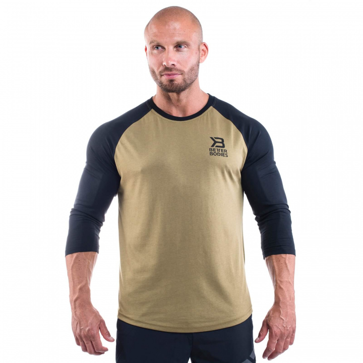 Sjekke Men's Baseball Tee, military green, Better Bodies hos SportGymButikken.no