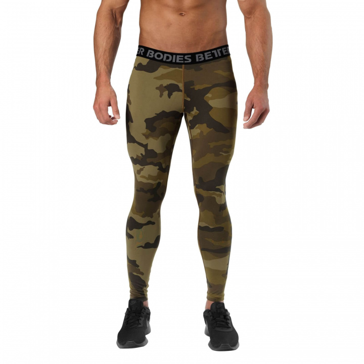 Sjekke Hudson Logo Tights, dark green camo, Better Bodies hos SportGymButikken.n