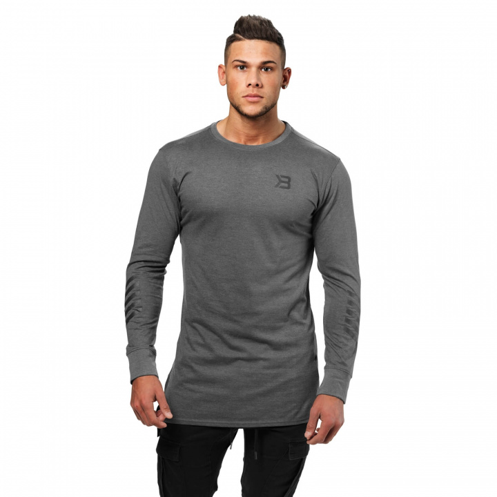 Sjekke Bronx Long Sleeve, dark grey melange, Better Bodies hos SportGymButikken.