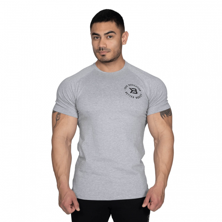 Sjekke Gym Tapered Tee, light grey melange, Better Bodies hos SportGymButikken.n