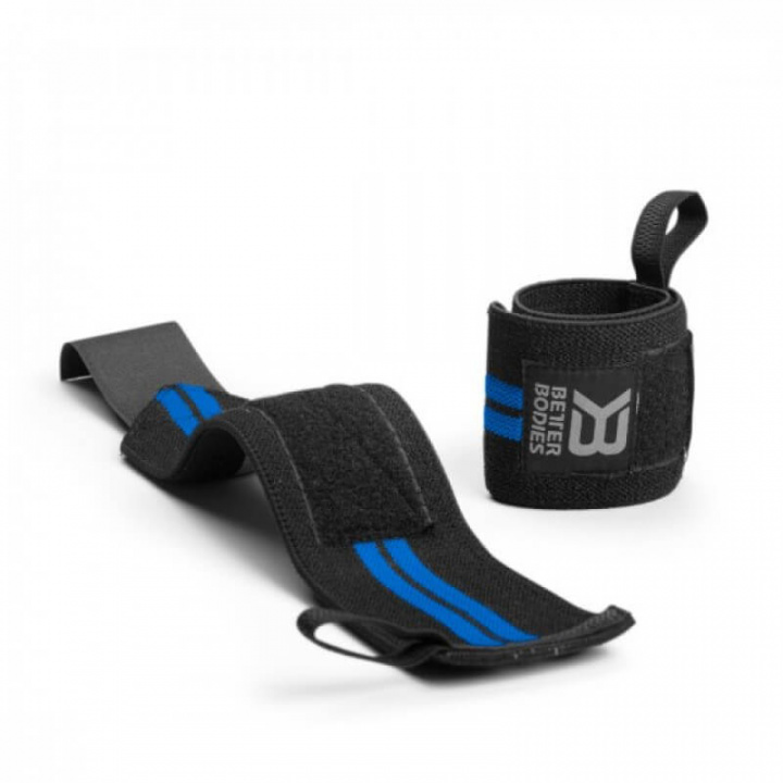 Sjekke Elastic Wrist Wraps, black/blue, Better Bodies hos SportGymButikken.no