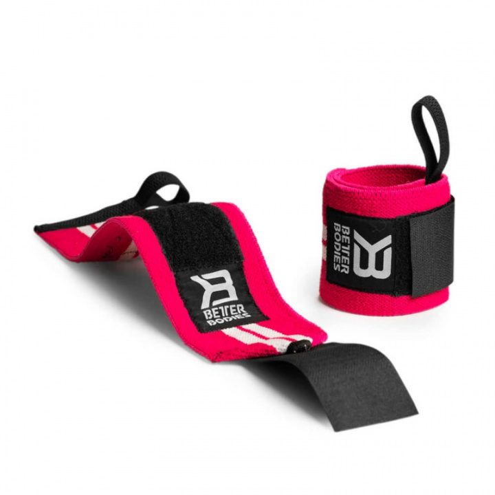 Sjekke Womens Wrist Wraps, hot pink/white, Better Bodies hos SportGymButikken.no