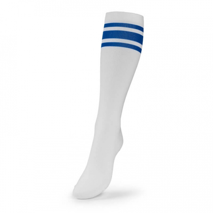Sjekke Knee Socks, white/blue, Better Bodies hos SportGymButikken.no