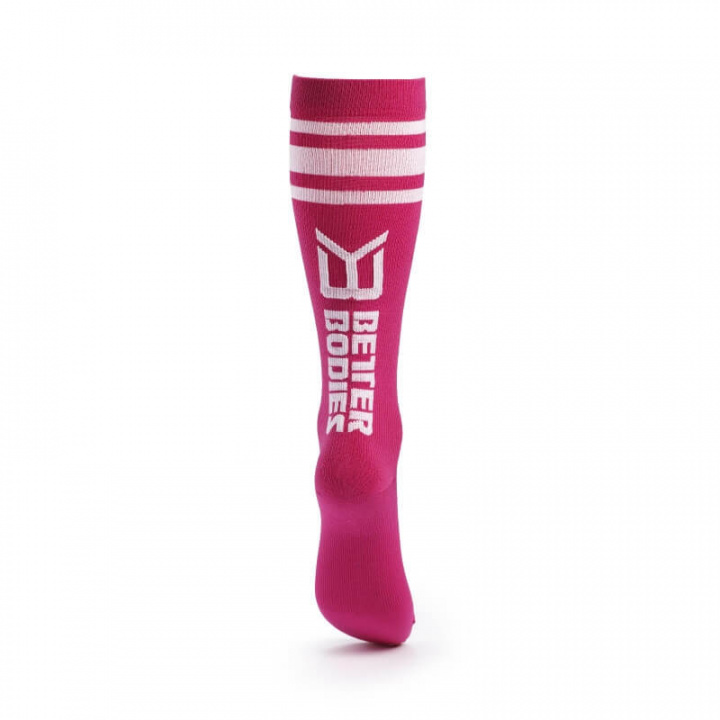 Sjekke Knee Socks, hot pink, Better Bodies hos SportGymButikken.no