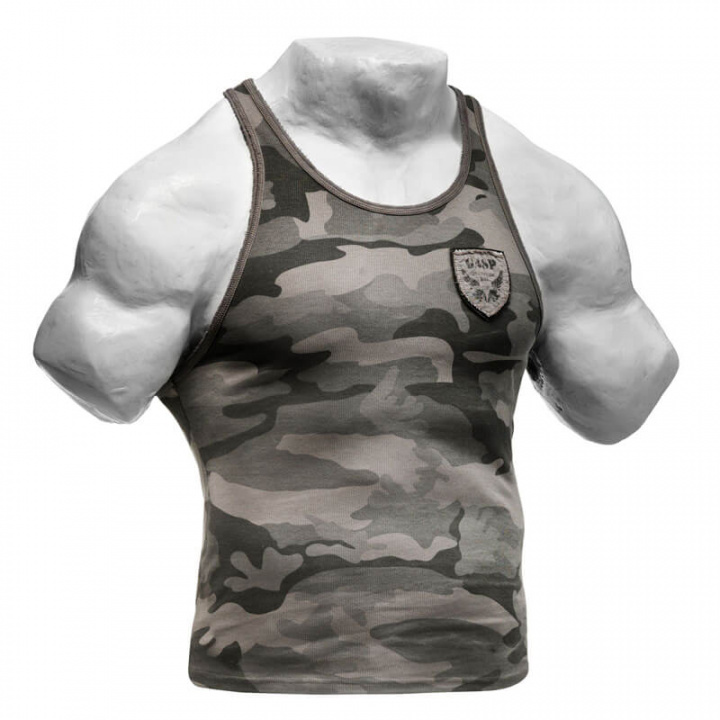 Sjekke Utility Rib T-Back, grey camoprint, GASP hos SportGymButikken.no